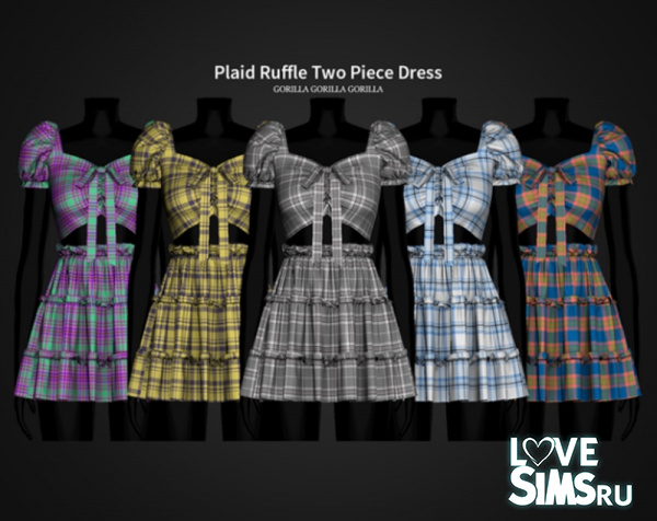 Платье-двойка Plaid Ruffle Two Piece Dress