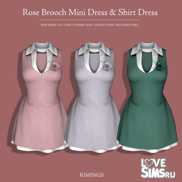Платье Rose Brooch Mini Dress