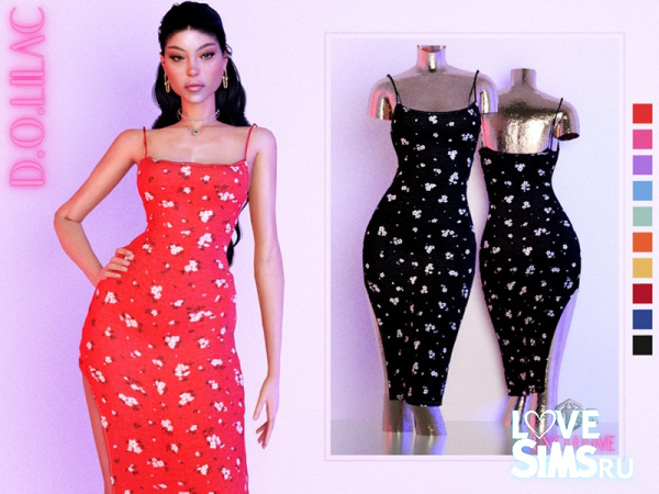 Платье Floral Print Split Dress DO0458