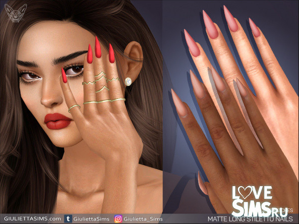 Ногти Long Stiletto Matte Nails