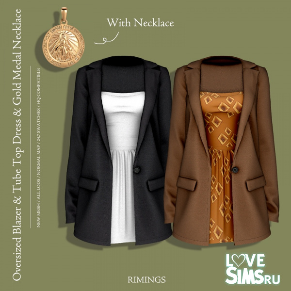 Комплект Dress & Gold Medal Necklace