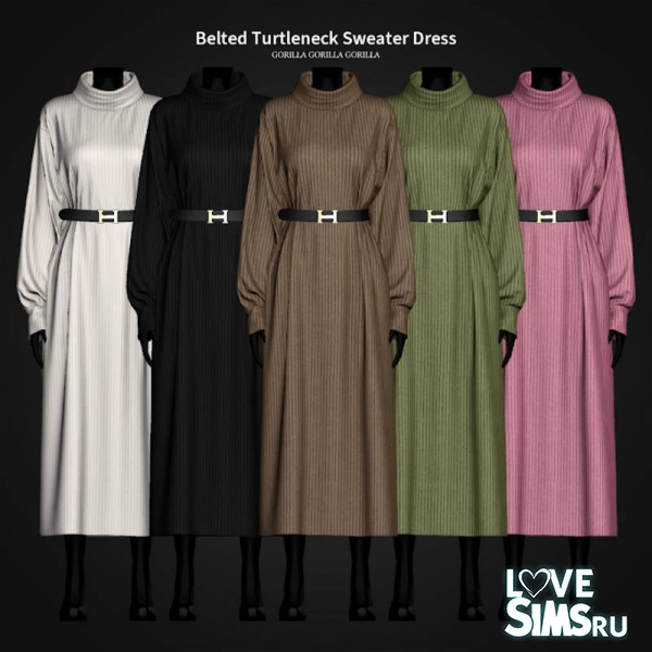 Платье Belted Turtleneck Sweater Dress