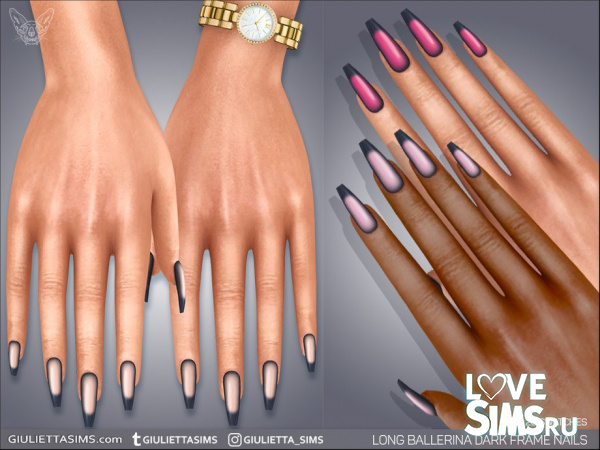 Ногти Long Ballerina Dark Frame Nails