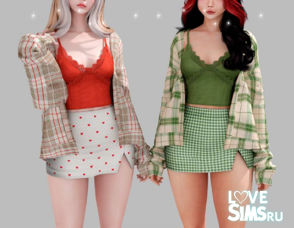 Комплект Cardigan With Lace Top