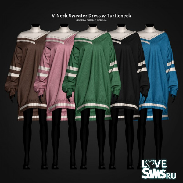 Платье-свитер V-Neck Sweater Dress