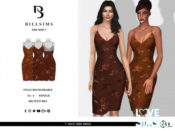 Платье-комбинация V Neck Midi Dress