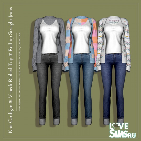 Наряд Knit Cardigan & Roll-up Jeans