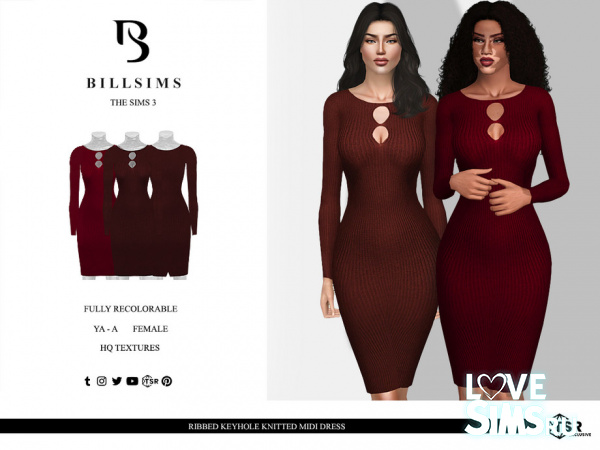 Платье Ribbed Knitted Midi Dress
