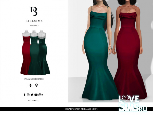 Платье Strappy Satin Mermaid Gown