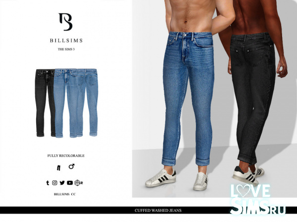 Мужские джинсы Cuffed Washed Jeans