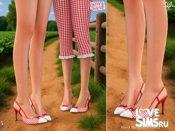 Босоножки Plaid Slingback Heels S627