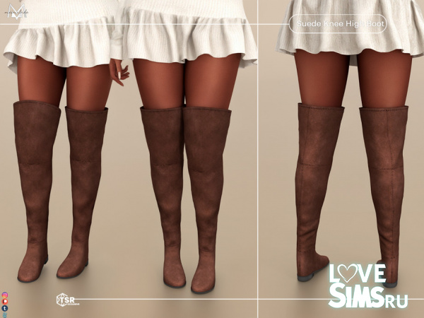 Сапоги Suede Knee High Boot S637