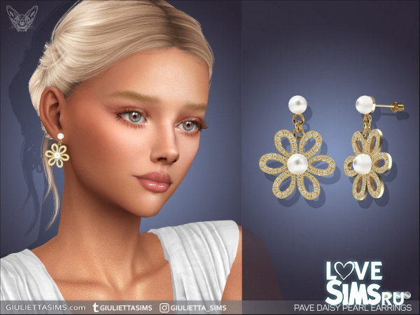 Серьги Daisy Pave Pearl Earrings