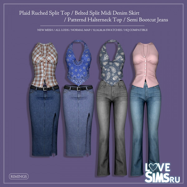 Комплект Plaid Ruched Split