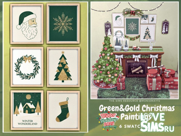 Картины Green&Gold Christmas Paitings