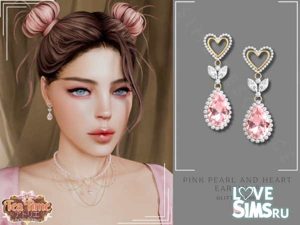 Серьги Pink Diamond & Heart Earrings