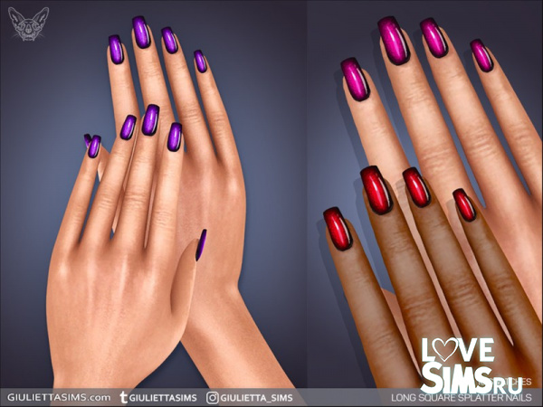 Ногти Long Square Splatter Nails