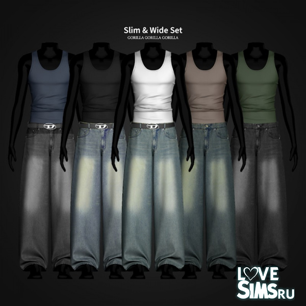 Майка и джинсы Slim & Wide Set
