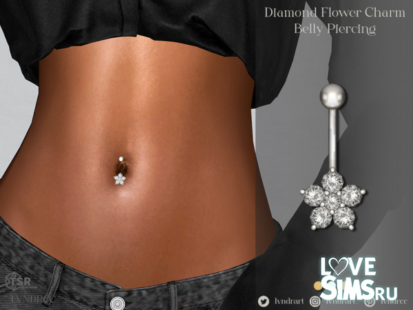 Пирсинг Diamond Flower Charm Belly