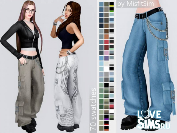 Джинсы Thrashed Baggy Chain Jeans